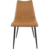 Alibi Dining Chair in Tan Vegan Leather & Black Steel (Set of 2)