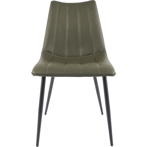 Alibi Dining Chair in Dark Green Vegan Leather & Black Steel (Set of 2)