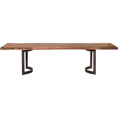 Bent 98" Dining Table in Smoked Acacia Wood & Iron