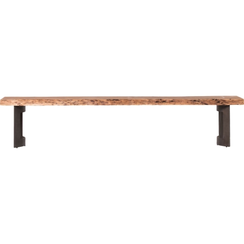 Bent Bench w/ Smoked Solid Acacia Unfinished Edge Top on Iron Legs