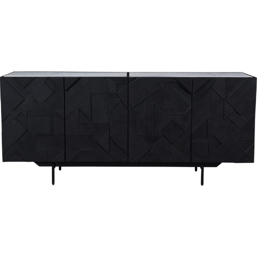 Kattan Sideboard in White Marble, Black Mango Wood & Iron