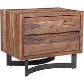 Bent Nightstand in Smoked Acacia Wood & Gunmetal