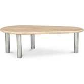 Fia Coffee Table in Beige Travertine & Chrome