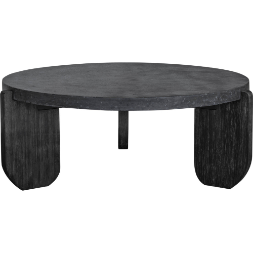 Wunder Coffee Table in Distressed Black Concrete & Acacia Wood