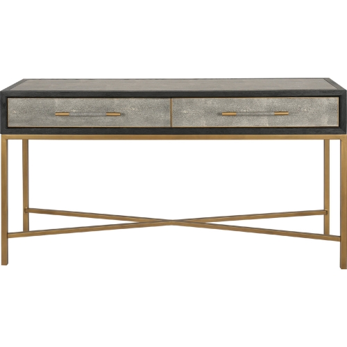 Mako Console Table in Grey & Dark Oak on Brass