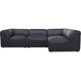 Form Signature Modular Sectional Sofa Vantage Black Top Grain Leather