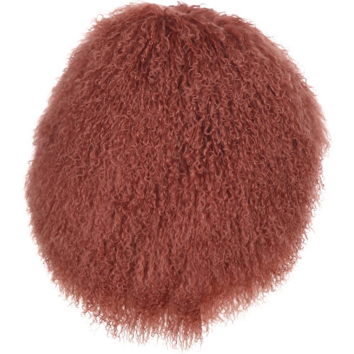 Dome Pillow in Orange Lamb Fur & Fabric