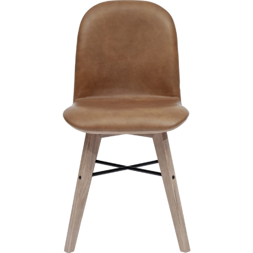 Napoli Dining Chair in Camel Leatherette & Oak (Set of 2)