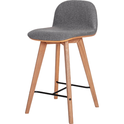 Napoli Counter Stool in Oak & Grey Fabric