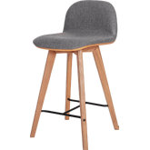 Napoli Counter Stool in Oak & Grey Fabric