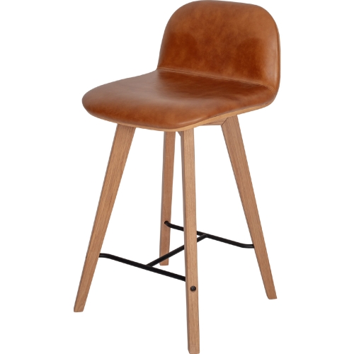 Napoli Counter Stool in Oak & Tan Top Grain Leather