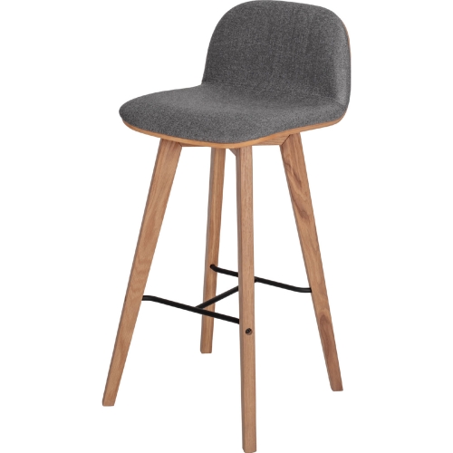 Napoli Bar Stool in Oak & Grey Fabric