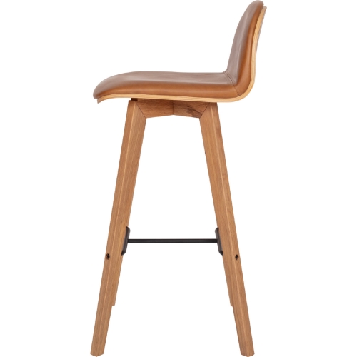 Napoli Bar Stool in Oak & Tan Top Grain Leather