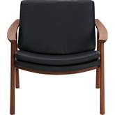 Harlowe Lounge Chair Pebbled Black Top Grain Leather & Walnut