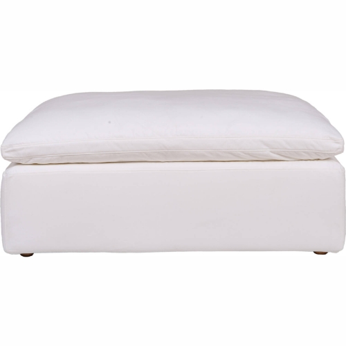 Clay Ottoman in Cream White Fabric