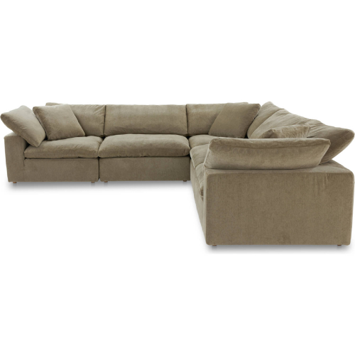 Terra 5 Piece L Modular Sectional Sofa in Desert Sage Green Performance Fabric