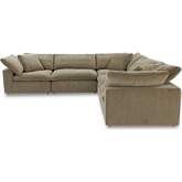 Terra 5 Piece L Modular Sectional Sofa in Desert Sage Green Performance Fabric