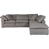 Terra 5 Piece Dream Modular Sectional Sofa in Light Grey Fabric