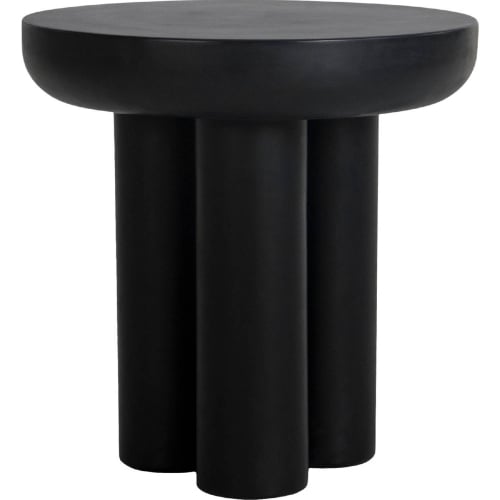 Rocca Outdoor Side Table in Black Concrete & Iron