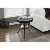 Hammered Black Accent Table w/ Spoke Metal Detail under Tempered Glass