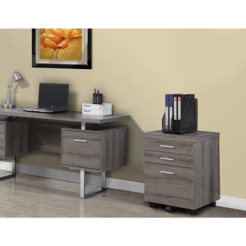 Dark Taupe Reclaimed Look 3 Drawer File Cabinet on Castors