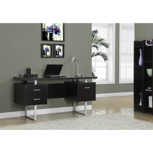 Cappuccino w/ Silver Metal Legs 60" Office Desk