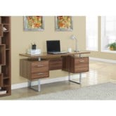 Walnut with Silver Metal Legs 60" Office Desk