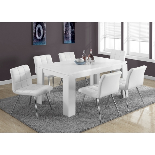 60" Dining Table in White w/ Block Styled Legs