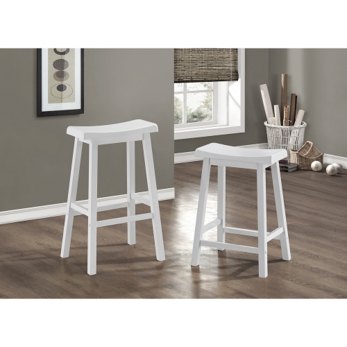 White 24" H Saddle Seat Bar Stools (Set of 2)