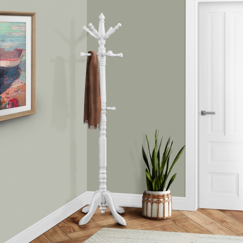 Antique White Traditional Solid Wood Coat Rack