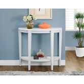 White 36" Hall Console Demilune Accent Table