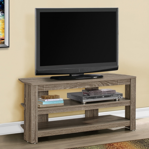 Corner TV Stand 42" W in Dark Taupe Finish