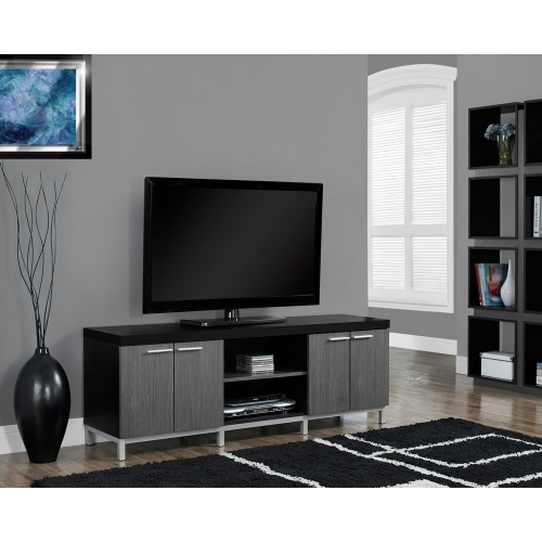 Black Frame with Grey Doors 60" TV Stand Console