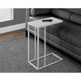 White Metal Accent Table w/ Frosted Tempered Glass