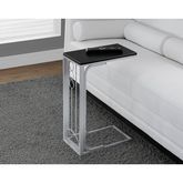 Black Top on Silver Metal Accent Table