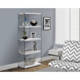 White 4 Shelf w/ Tempered Glass Sides 60" H Bookcase