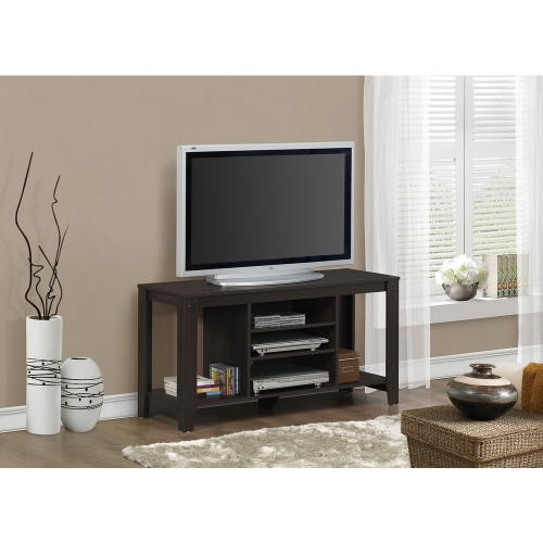 Cappuccino 48" TV Stand Console with Open Shelving