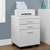 White 3 Drawer File Cabinet on Castors