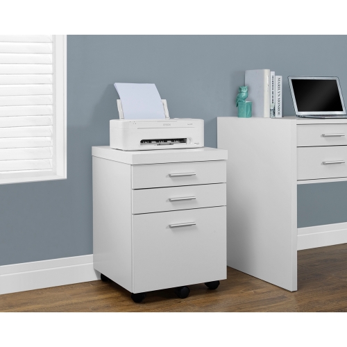 White 3 Drawer File Cabinet on Castors