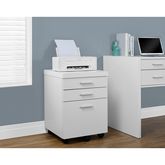 White 3 Drawer File Cabinet on Castors