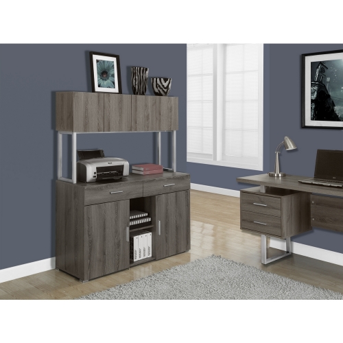 Dark Taupe Reclaimed Look 48" 2 Piece Office Storage Credenza