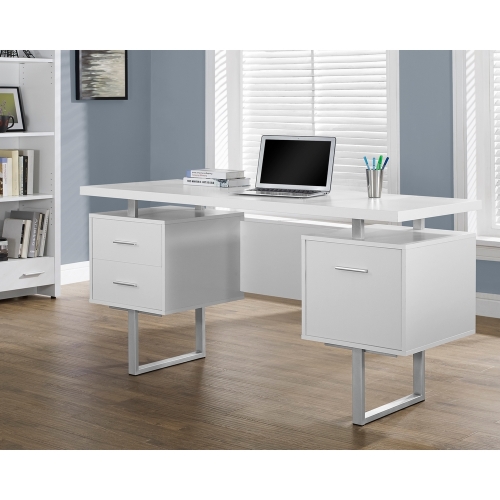 White w/ Silver Metal Legs 60" Office Desk