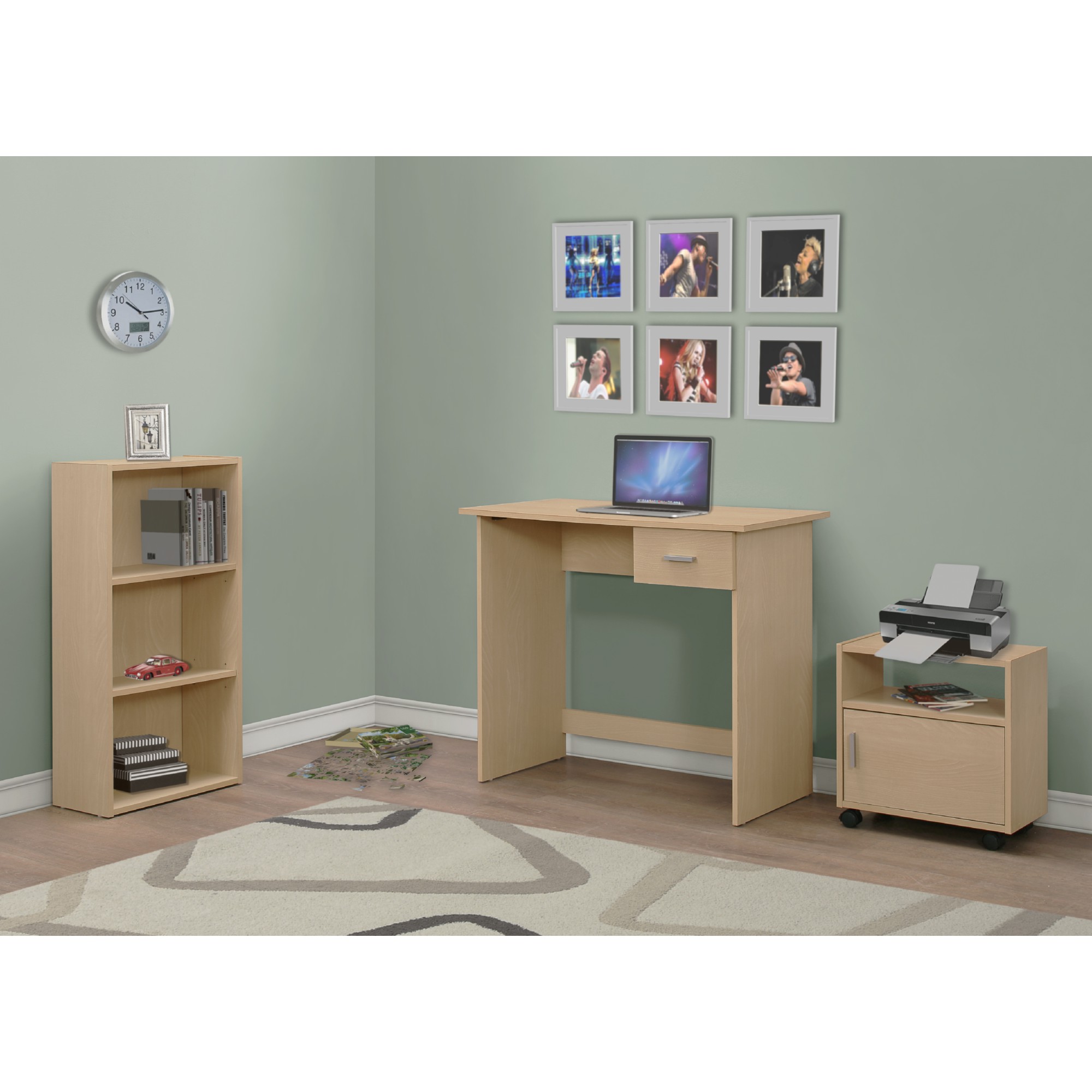 Monrach I 7103 3 Piece Computer Desk Set In Maple Desk Bookcase