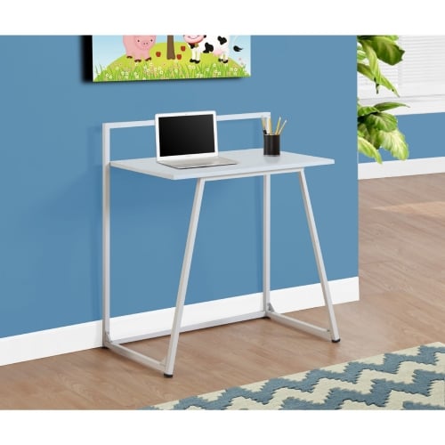 32" Juvenile Computer Desk in White with White Metal Legs