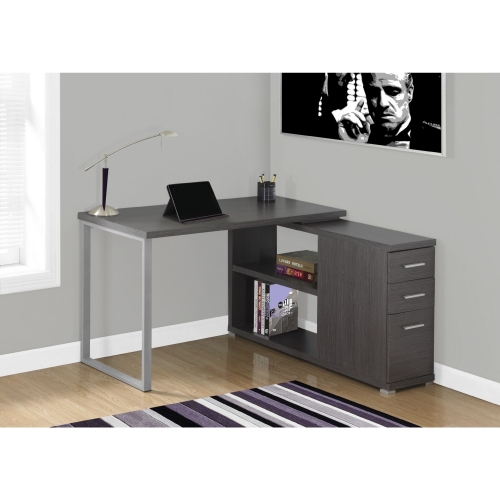 Left or Right Facing Corner Computer Desk in Grey