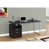 60" Computer Desk in Cappuccino & Silver Metal