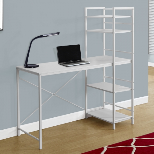 Computer Desk 48" W in White w/ White Metal