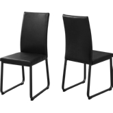 Dining Chair in Black Leatherette on Black Legs (Set of 2)