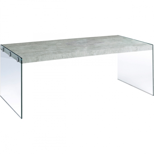 Coffee Table in Grey Cement Look w/ Tempered Glass