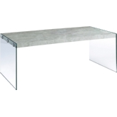 Coffee Table in Grey Cement Look with Tempered Glass